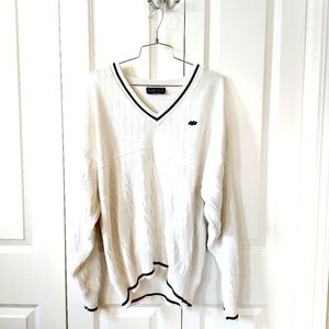 Vintage 80s Tennis Sweater size XLarge V-neck Andrew‎ Rohan Made in the USA